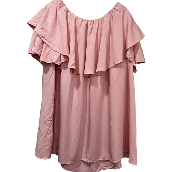 DO+BE Large Oversized Bubblegum Pink Ruffle Off the Shoulder Blouse O - Picture 1 of 4